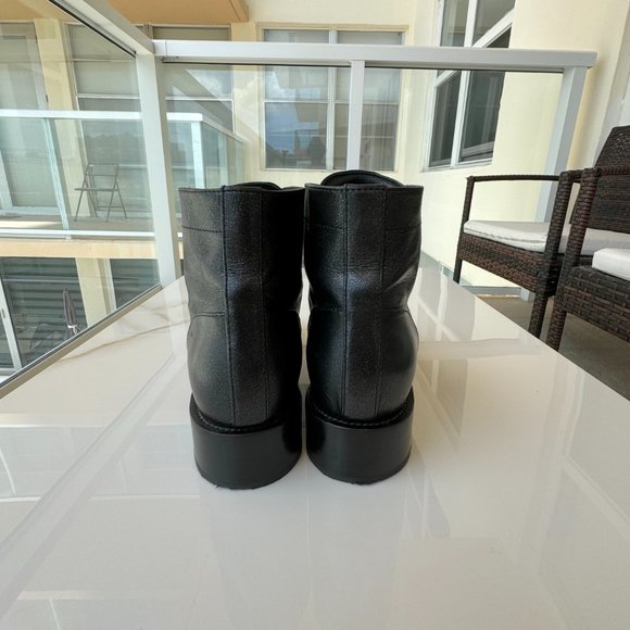 Chanel Combat Ankle Boots Black Size 38 Original Women - Picture 8 of 16